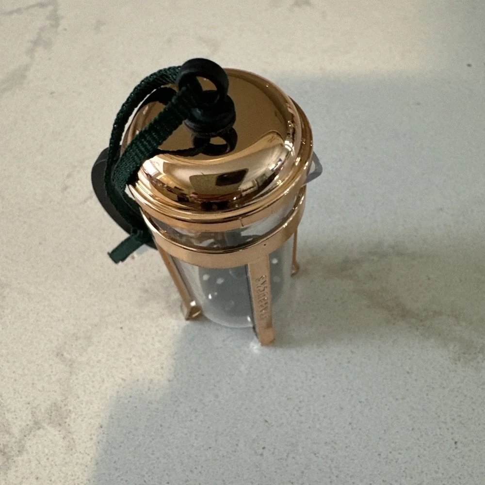Starbucks Bodum Copper French Coffee Press Hanging Glass Metal Ornament‎ 2016